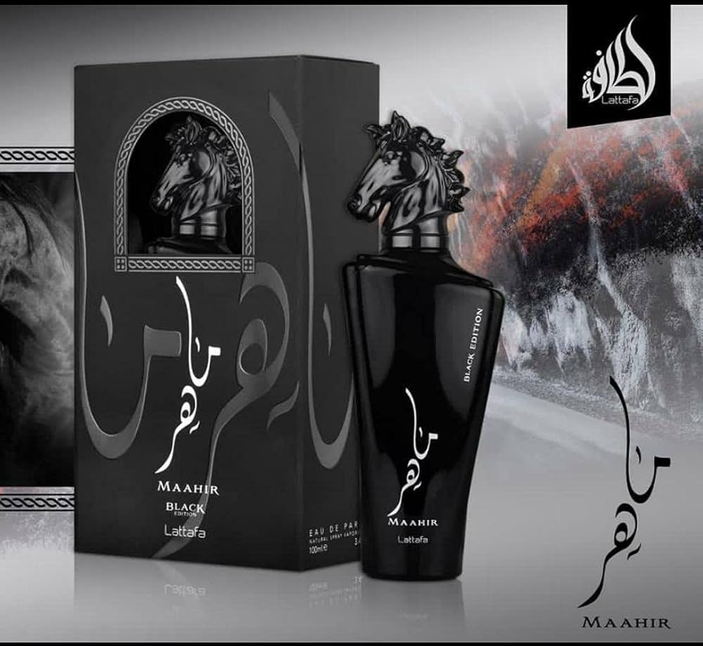 Lattafa Maahir Black Edition Eau De Parfum Spray, 3.4 Ounce (Unisex)